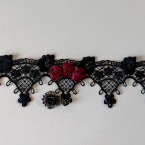 Lace Goth Choker with Rose Accent
